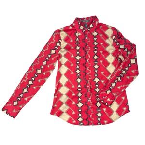 Lauren Ralph Lauren Aztec Print Shirt M Red Western Button Down NWT